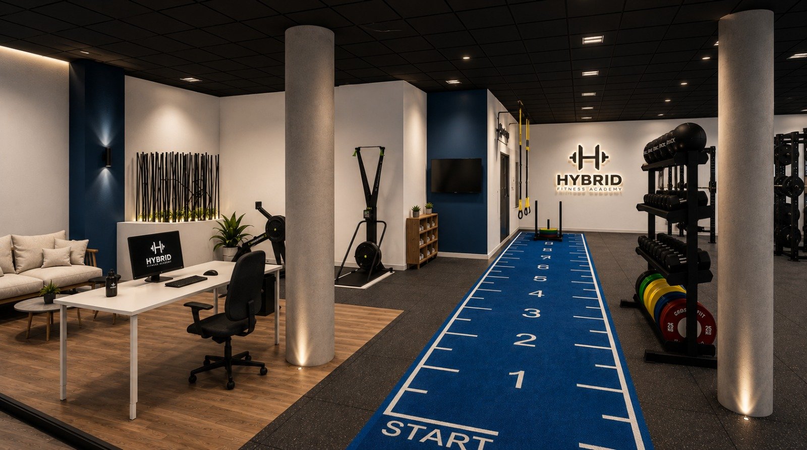 Render del nuevo centro Hybrid Fitness Academy en Blanes